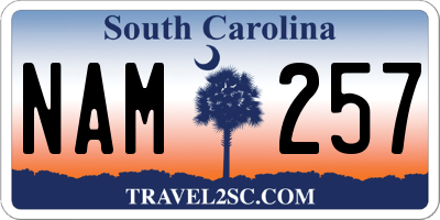 SC license plate NAM257