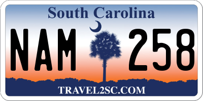 SC license plate NAM258
