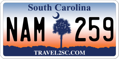 SC license plate NAM259