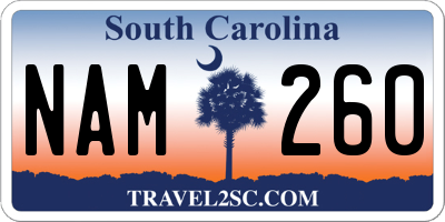 SC license plate NAM260