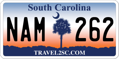 SC license plate NAM262