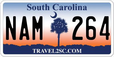 SC license plate NAM264