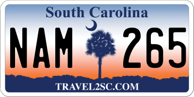 SC license plate NAM265