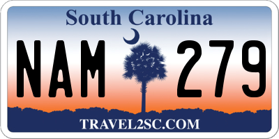 SC license plate NAM279