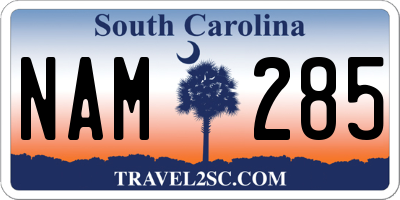 SC license plate NAM285