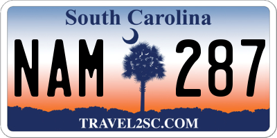 SC license plate NAM287