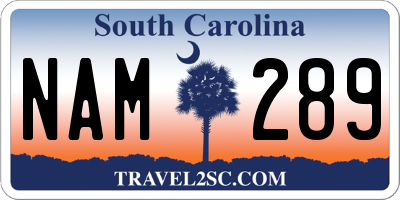 SC license plate NAM289