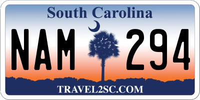 SC license plate NAM294