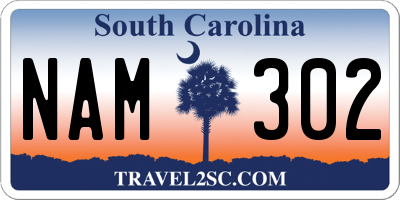 SC license plate NAM302