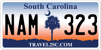 SC license plate NAM323