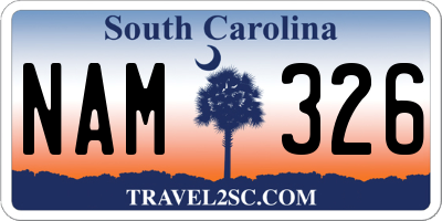 SC license plate NAM326