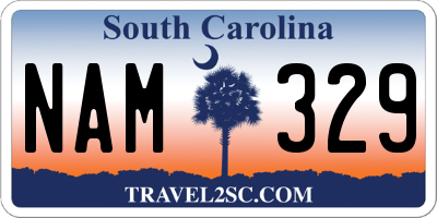 SC license plate NAM329