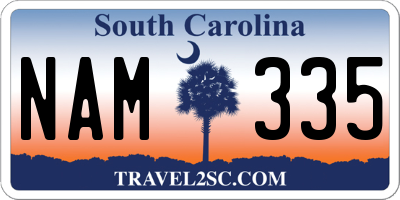 SC license plate NAM335