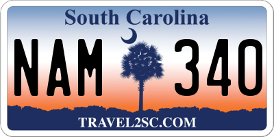 SC license plate NAM340