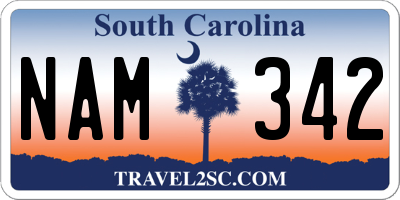 SC license plate NAM342