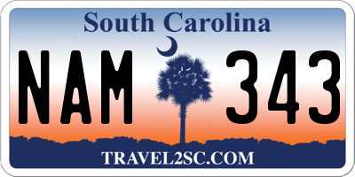 SC license plate NAM343