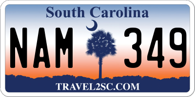 SC license plate NAM349
