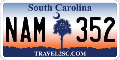 SC license plate NAM352
