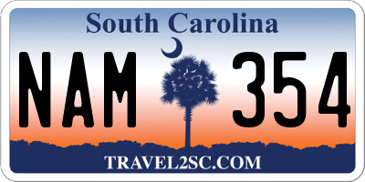 SC license plate NAM354