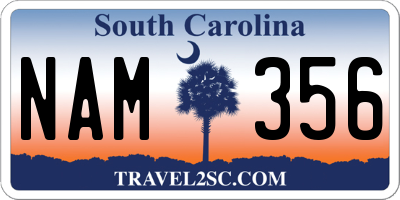 SC license plate NAM356