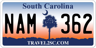 SC license plate NAM362