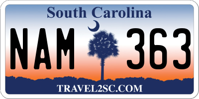 SC license plate NAM363