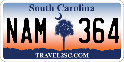 SC license plate NAM364
