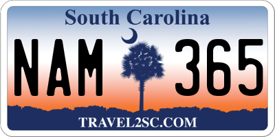SC license plate NAM365