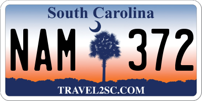 SC license plate NAM372