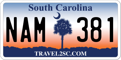 SC license plate NAM381