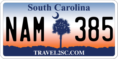 SC license plate NAM385