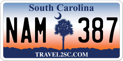 SC license plate NAM387