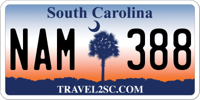 SC license plate NAM388