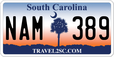 SC license plate NAM389