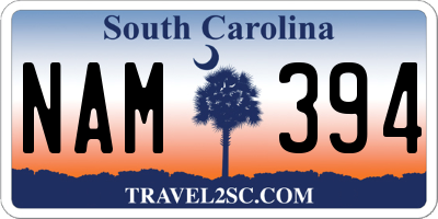 SC license plate NAM394