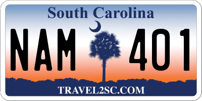 SC license plate NAM401