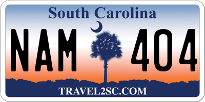 SC license plate NAM404
