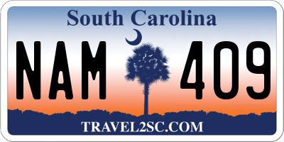SC license plate NAM409
