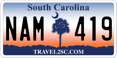 SC license plate NAM419
