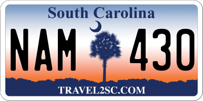 SC license plate NAM430