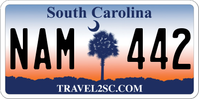 SC license plate NAM442