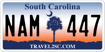 SC license plate NAM447