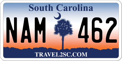 SC license plate NAM462