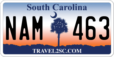 SC license plate NAM463