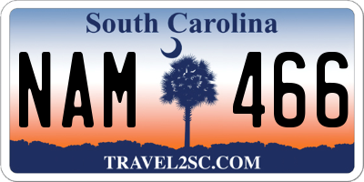 SC license plate NAM466