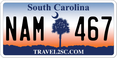 SC license plate NAM467