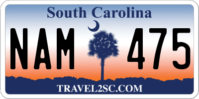 SC license plate NAM475