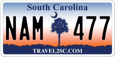 SC license plate NAM477
