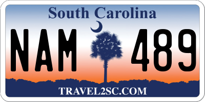 SC license plate NAM489