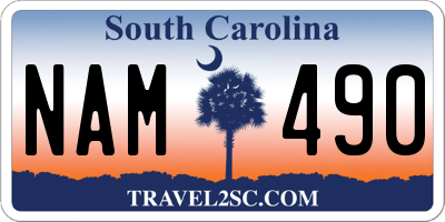 SC license plate NAM490